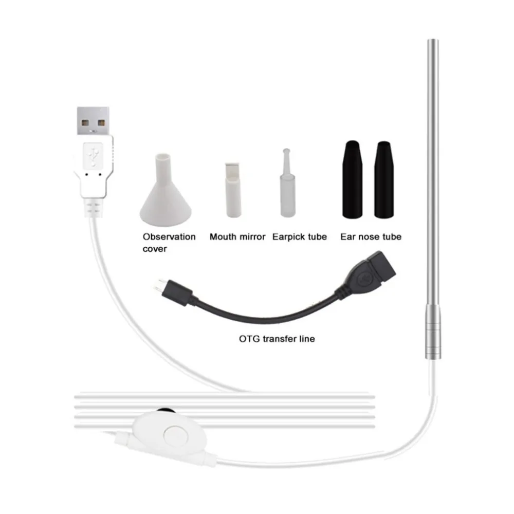 Multipurpose USB Endoscope HD Visual Ear Spoon Earpick Cleaning Tool With 6 LED Camera Support Android for Nose | Красота и здоровье