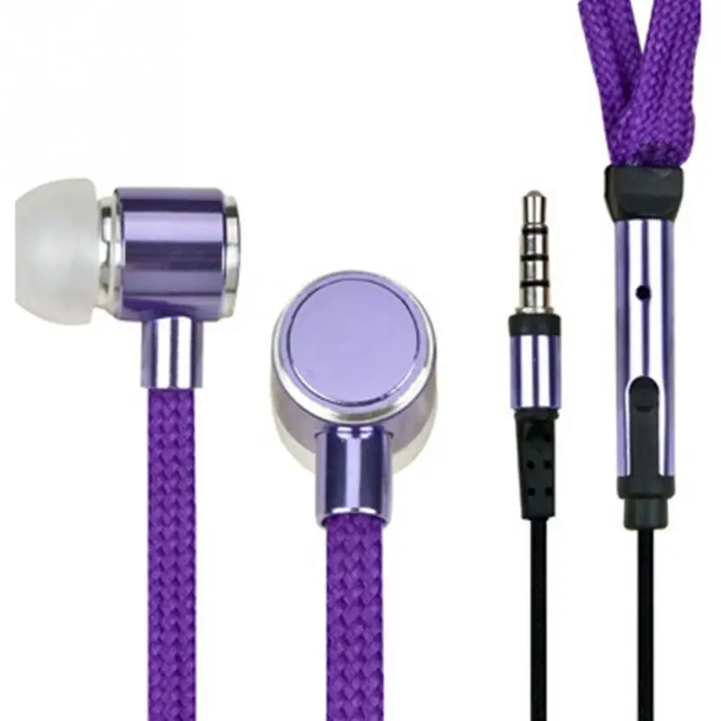 Shoelace Earphone cord Metal In Ear 3.5mm jack Earphones Bass Headset Stereo Sport Headphones With Mic#20