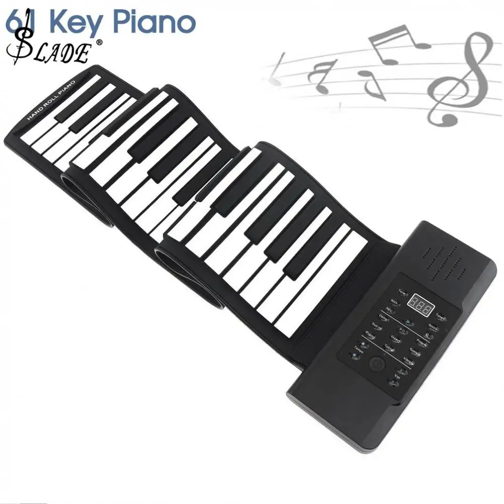 61 Keys MIDI Output Foldable Roll Up Piano Rechargeable Electronic Portable Silicone Flexible Keyboard Organ Built-in Speaker