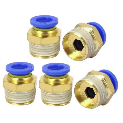 

16mm Dia Male Thread Industry Pipe Tube Quick Connecting Fittings 5pcs