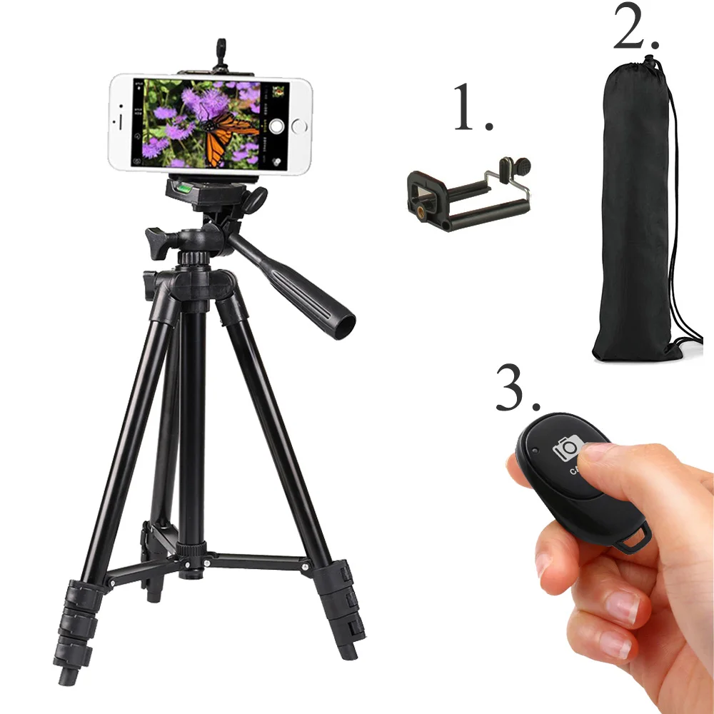 02 Black 35-100 см штативы штатив для камеры держатель мобильного крепления трипэ стенд клип набор для iPhone X XS SLR DSLR цифровая камера и Bluetooth - Цвет: 02 Black