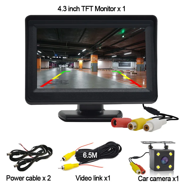 4.3inch plus camera HD Автомобильный монитор заднего вида, Автомобильная камера заднего вида, камера заднего вида, автомобильные электронные датчики парковки - Цвет: 4.3inch plus camera