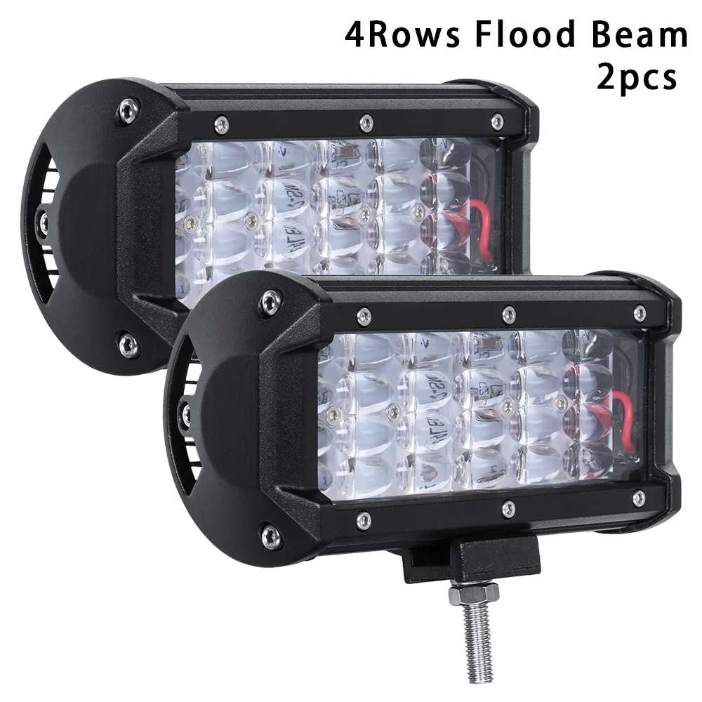 2PCS 4 Rows Flood Weketory 7 дюймов светодиодный бар светодиодный светильник для трактора лодки внедорожника 4WD 4x4 грузовика внедорожника ATV вождения 12 В светодиодный светильник - Цвет: 2PCS 4 Rows Flood