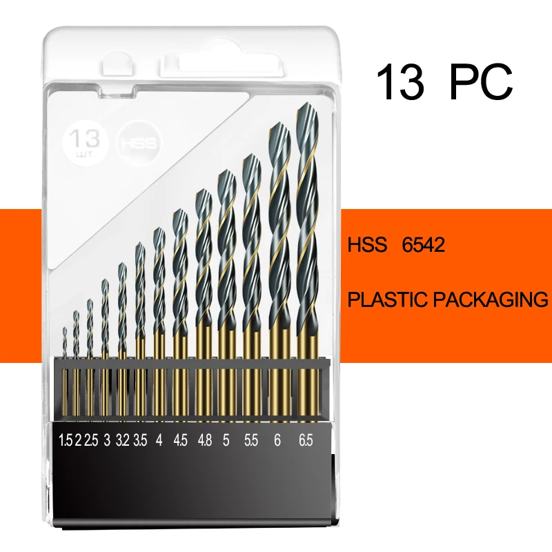 Plastic box 13pc 1 мм-10 мм быстрорежущее стальное сверло из быстрорежущей стали, набор кобальтовых сверл, электрическое сверло, деревообрабатывающий инструмент из пластика и алюминиевого сплава - Цвет: Plastic box 13pc