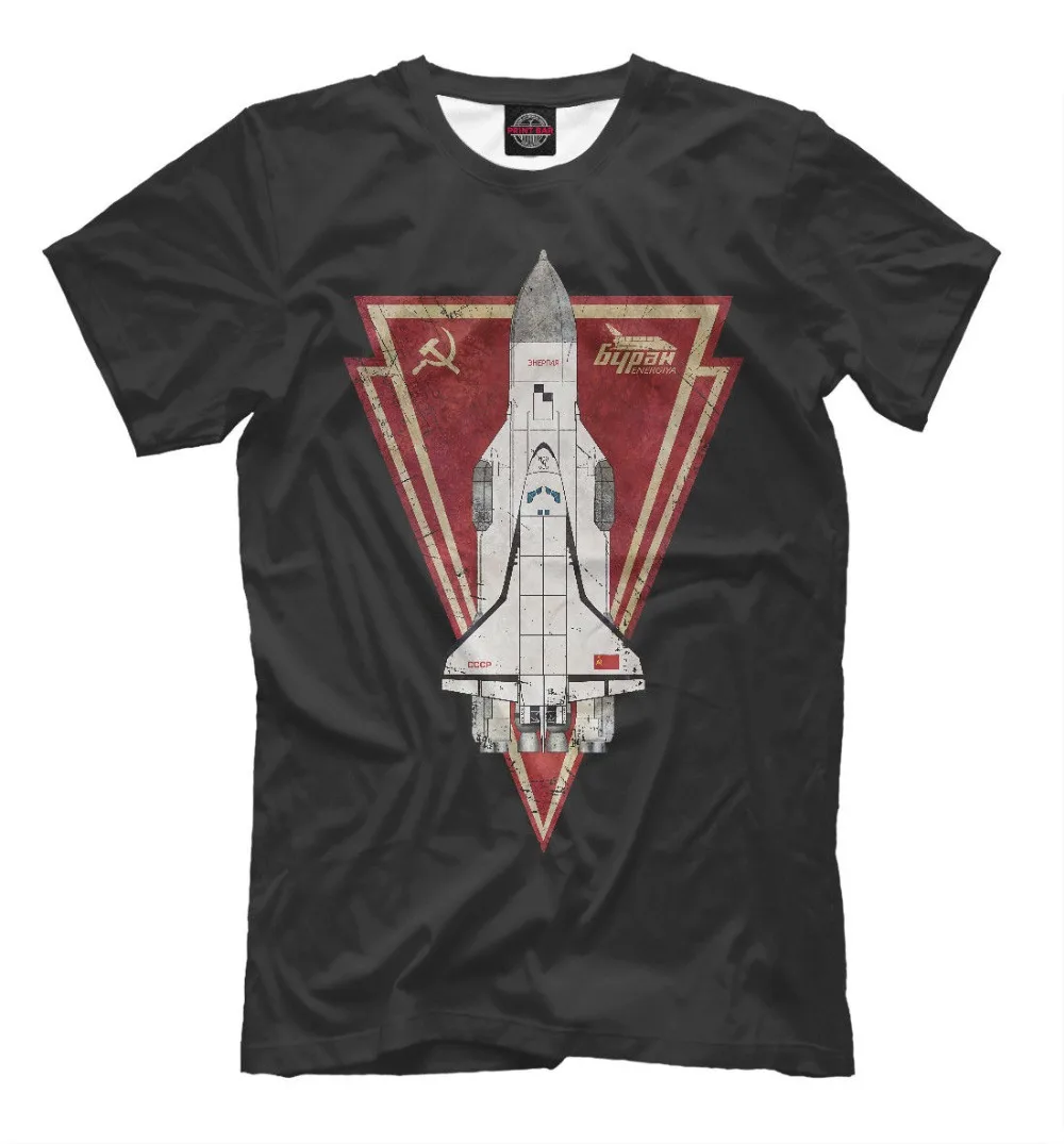 

Bypah New T-Shirt Soviet Space Programm Russia Ussr Buran Top Fashion Letters Print Men Cotton Printed T Shirts