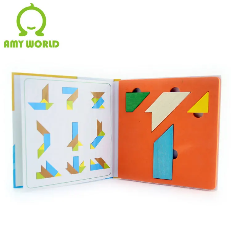 Tangram Puzzle Book Children Wooden Educational Toys T Intelligence DIY | Игрушки и хобби