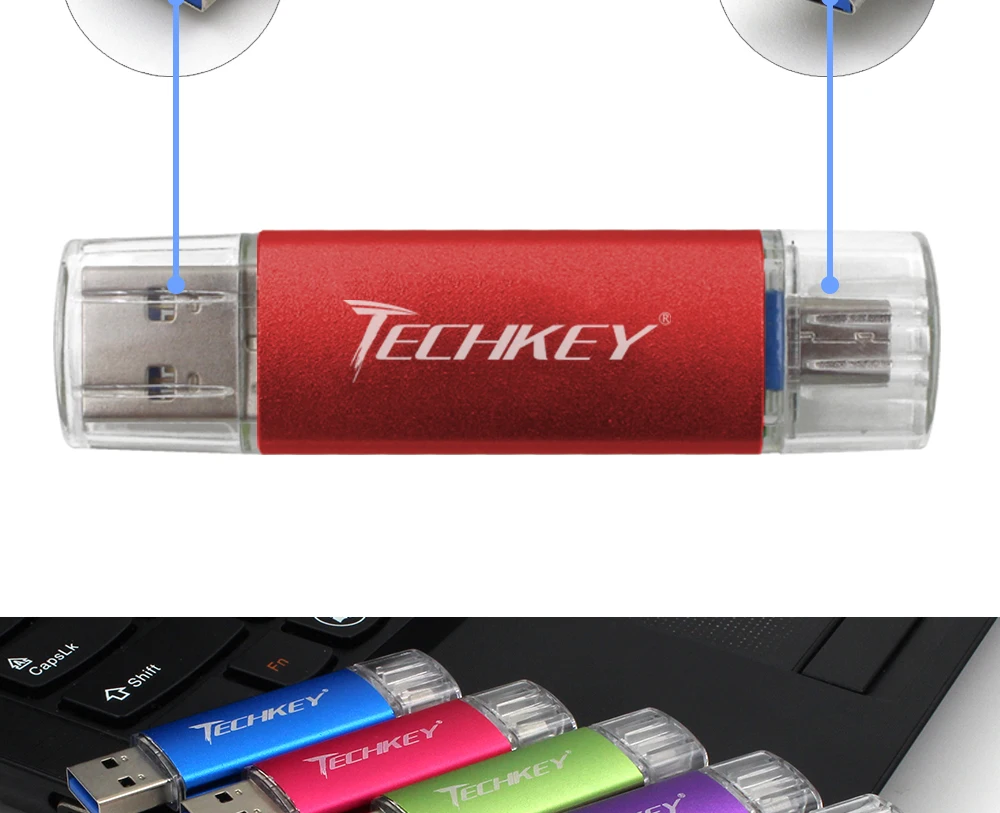 Новинка TECHKEY OTG usb 3,0 32gb usb флеш-накопитель 3,0 64gb флеш-накопитель 16gb memoria cel usb флеш-накопитель в подарок для samsung mobile