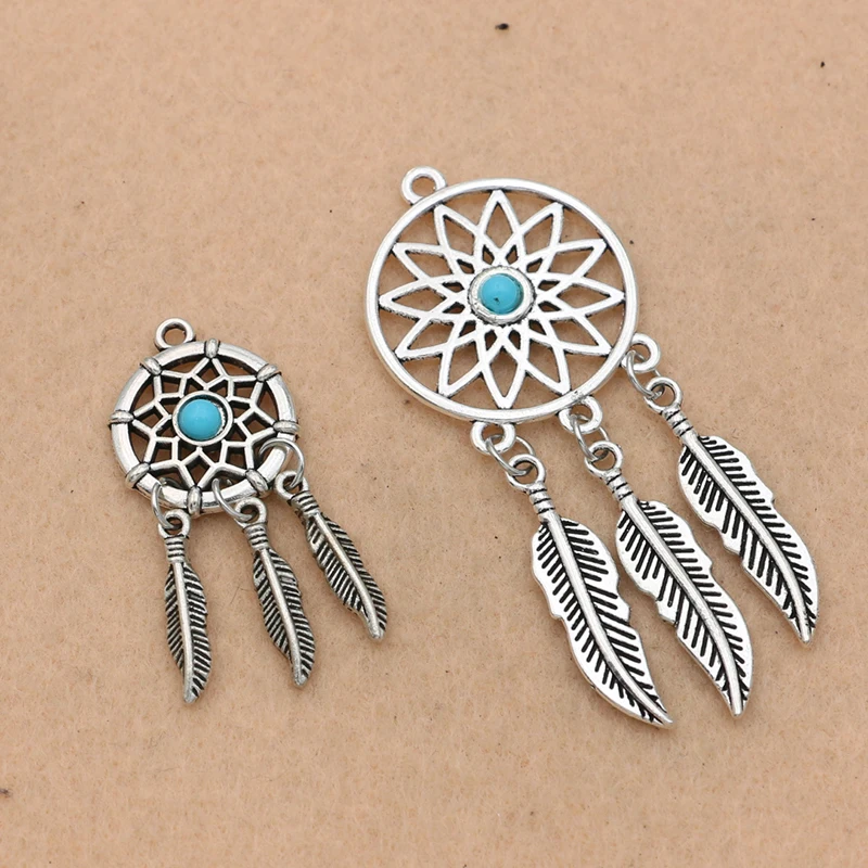 KJjewel античное посеребренное ожерелье Ловец снов Шарм для изготовления ювелирных