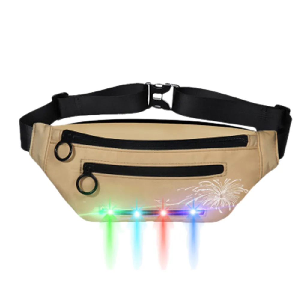 L New Outdoor Unisex Fashion Sports Led Flash Pockets Hiking Phone Pockets Purse Chest Travel Cashier Belt Boys Girl Bag#R10 - Цвет: L