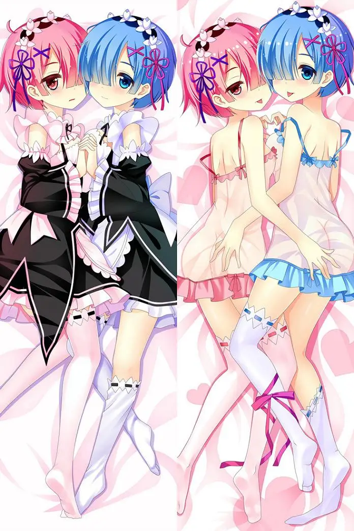 Японское аниме Re: Zero Hajimeru Isekai Seikatsu Rem Ram обнимающий тело наволочка чехол Прямая поставка Dakimakura Otaku - Цвет: M