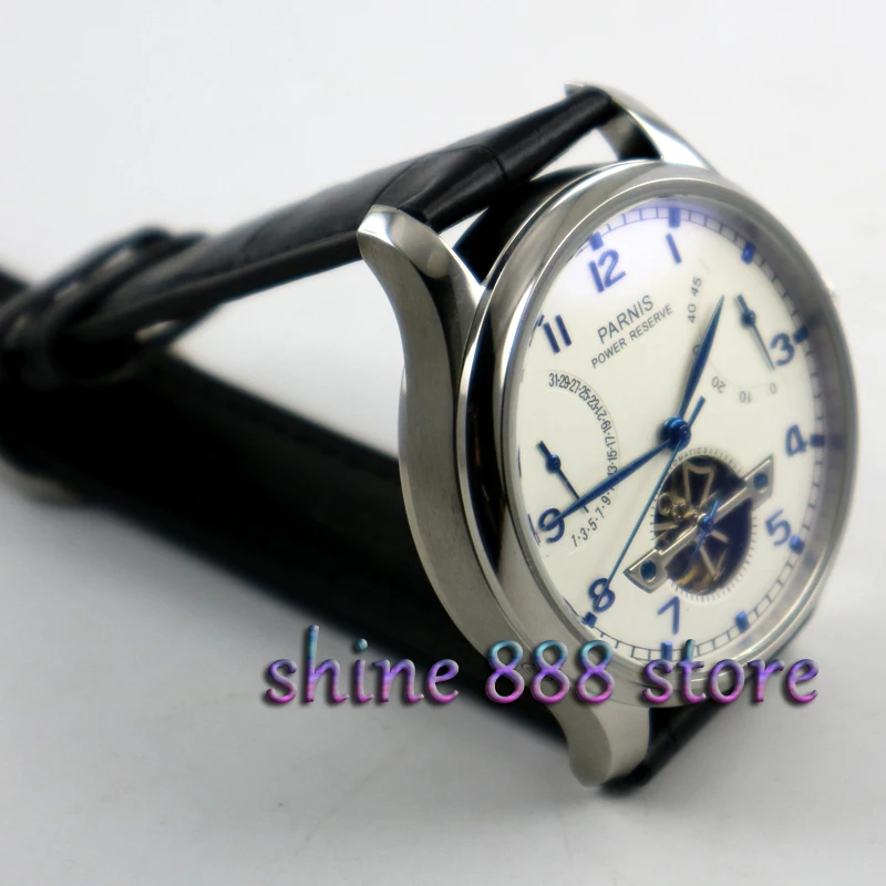Мужские часы Parnis автоматические механические с белым циферблатом 43 мм|watch men|watch men