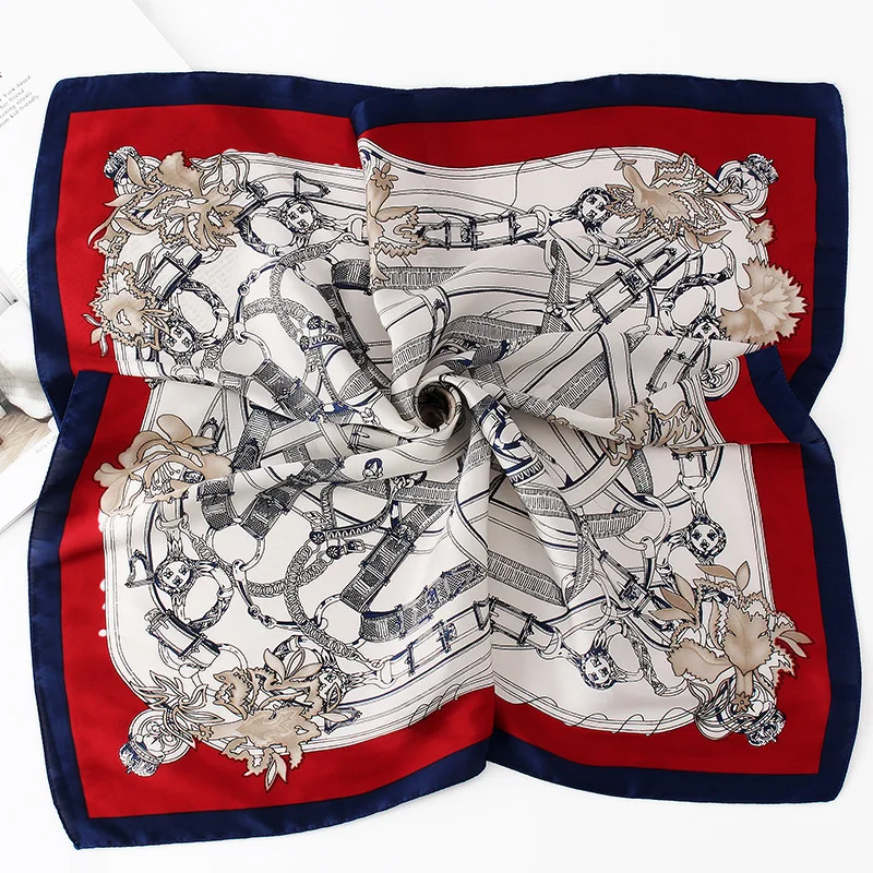 70x70 см Модный весенний женский европейский атласный Шелковый квадратный шарф