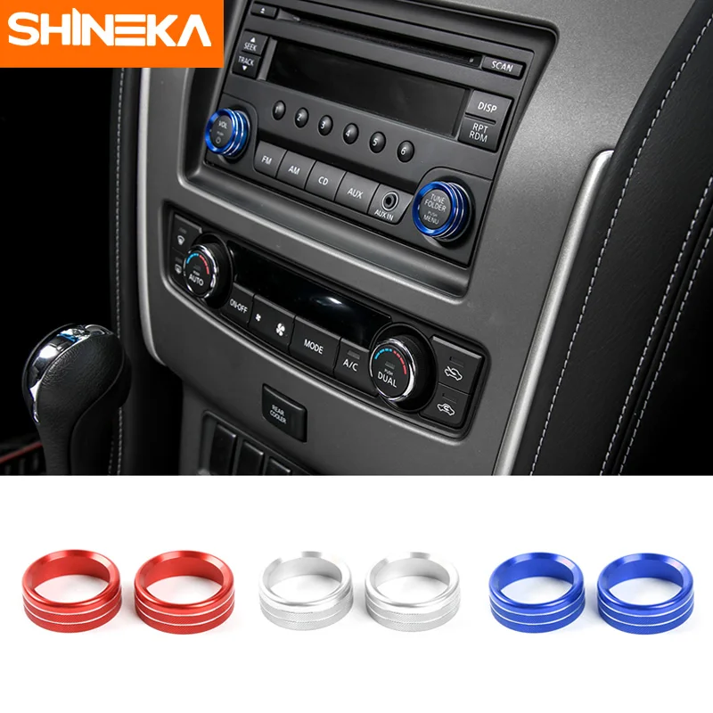 

SHINEKA Aluminium Alloy CD Switch Button Decorative Ring Rotory Knob Cover for Nissan Patrol 2017