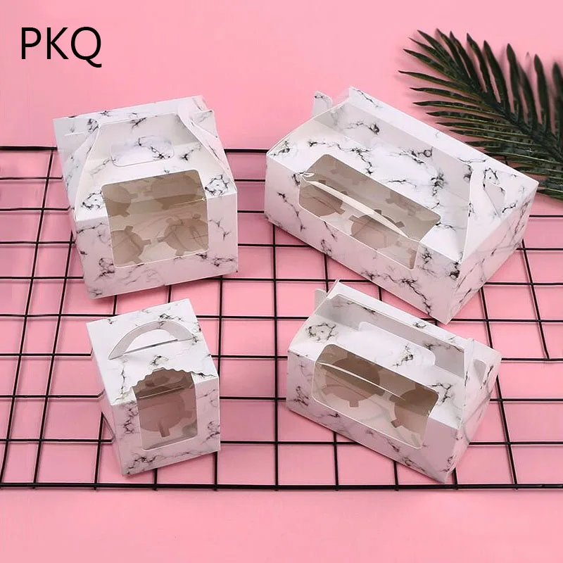 10 шт. коробка для кексов с окном 350gsm Свадебные белые картонные бумажные коробки