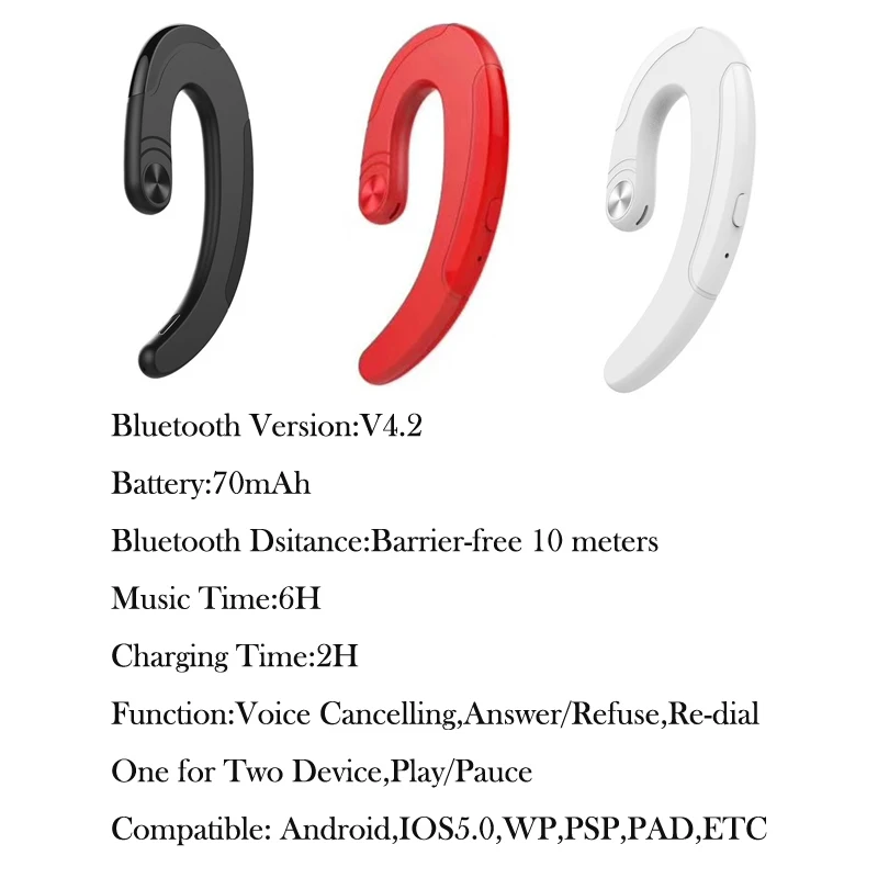 Ушные крючки Bluetooth гарнитуры костной проводимости спортивные наушники с