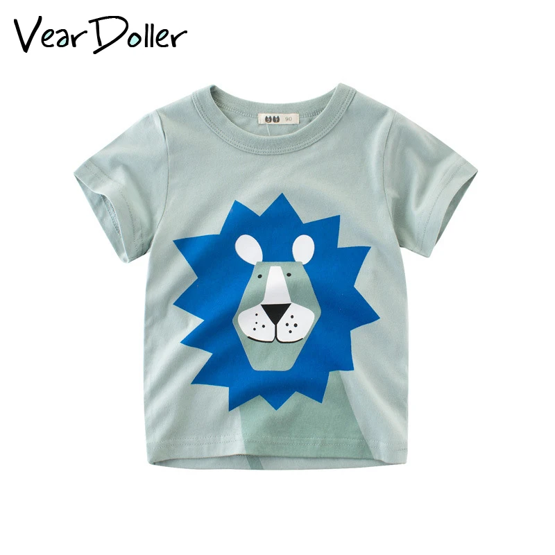 

VearDoller Children's Tops 2019 Summer Short Sleeve Girls T Shirts Cartoon Animal Pattern Cotton Kids Tees Casual Boys T-shirts