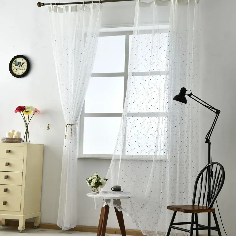 Роскошные тюлевые шторы с вышивкой белые/светло-зеленые/кофейные оконные для