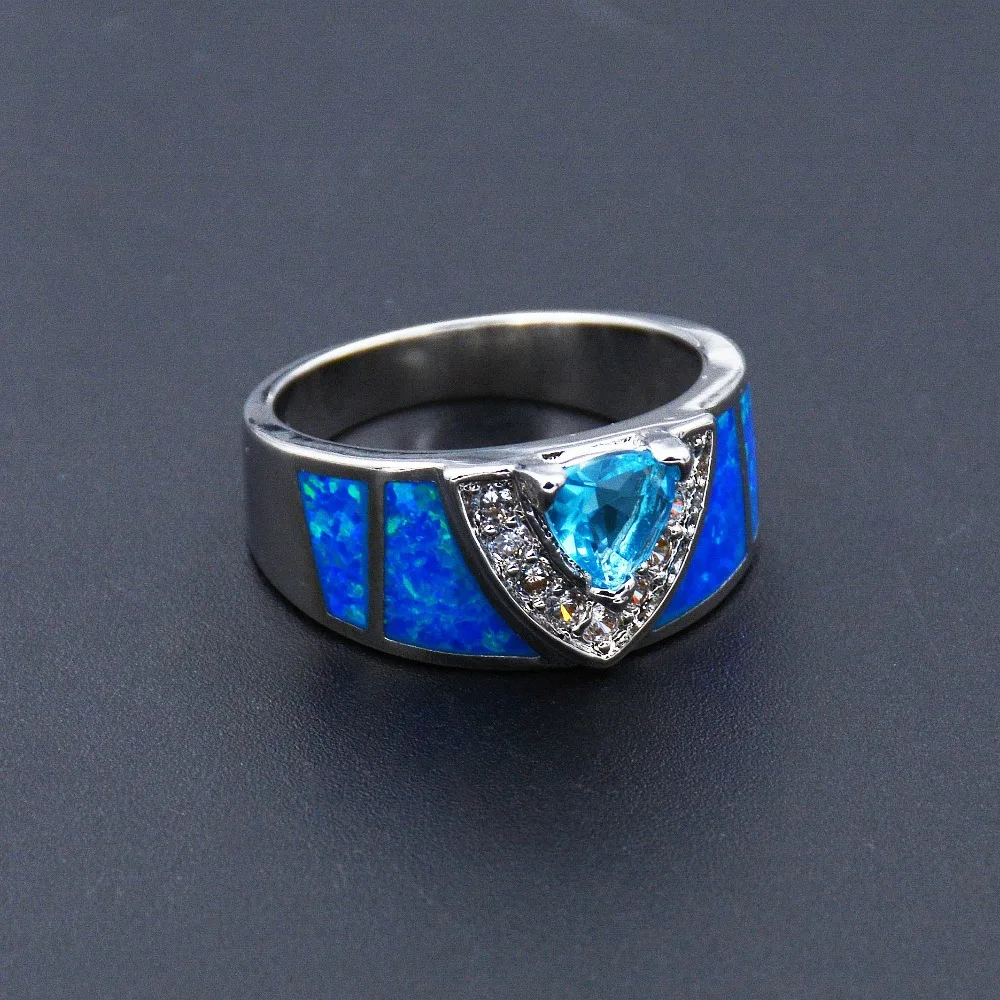 Оушен Синий огненный опал кольцо с синим фианитом|blue fire opal rings|fire ringopal ring |