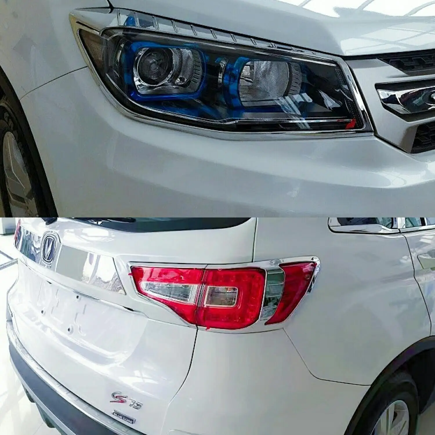 6 PCS ABS хромированный автомобильный передний головной светильник+ задний светильник Накладка для chang an CS75 - Цвет: 6 PCS