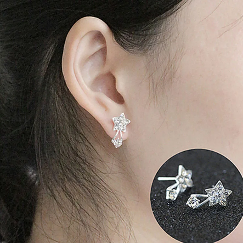 New Fashion Exquisite Stud Earrings Cute Cherry Star Crown Crystal Imitation Pearl For Women Piercing Jewelry Brincos Gift