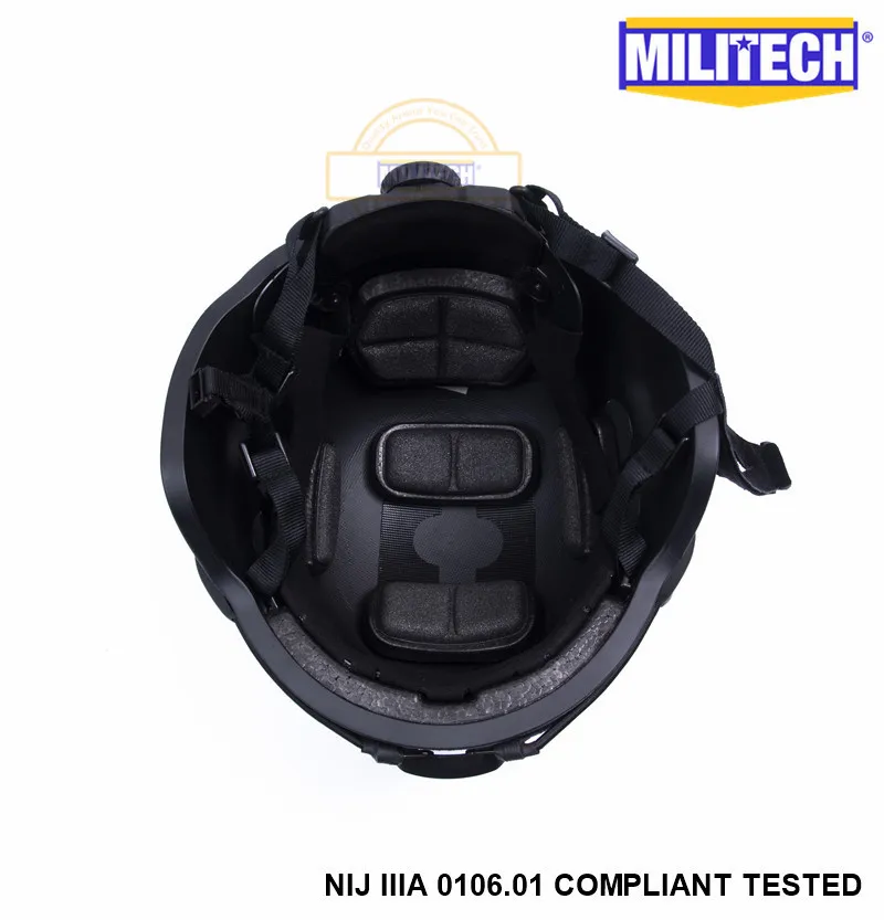 

MILITECH Black BK MICH NIJ Level IIIA 3A Tactical Twaron Bulletproof Helmet ACH ARC OCC Dial Liner Aramid Ballistic Helmet SEAL