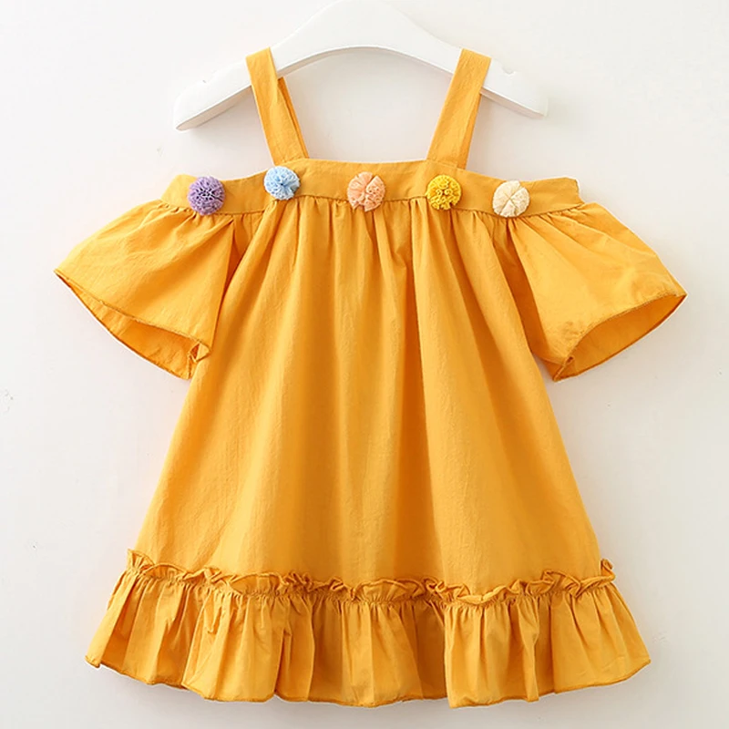 Платья для девочек 2018 новые летние Детская Одежда милые волосы мяч ремни без