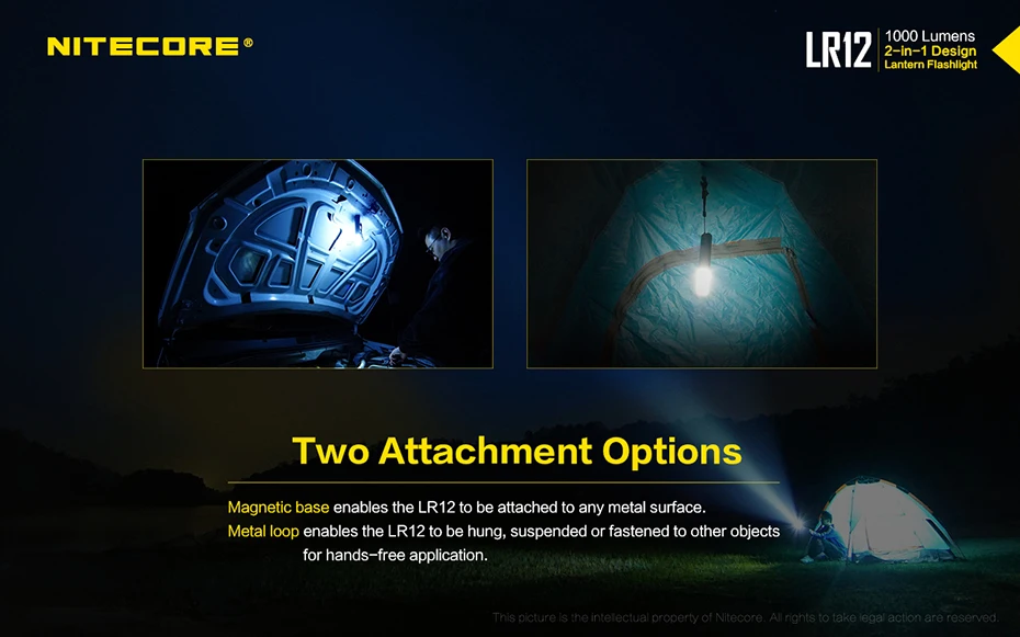 NITECORE LR12 ультра яркий мини-фонарик два в одном кемпинг прожектор многоцелевой фонарик