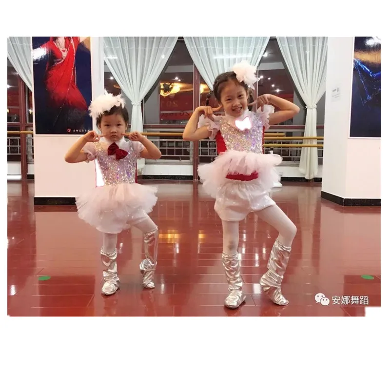 Children's jazz dance costumes girls modern performance costume sequin feathers tuxedo skirt children's catwalk | Тематическая