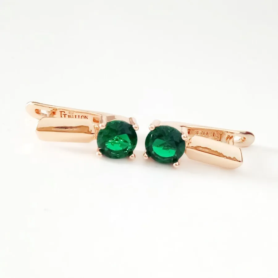 

Korea Earring 585 Rose Gold Color Earring Bohemia Style Green Stone Round Drop Earring Fashion Women Earring Jewelry