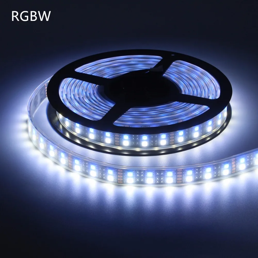 RGB Светодиодная лента Водонепроницаемая 5050 120 светодиодный s/m двухрядный Черный PCB DC 12 В 24 В RGBW RGBWW светодиодный светильник Гибкая неоновая лента Luz