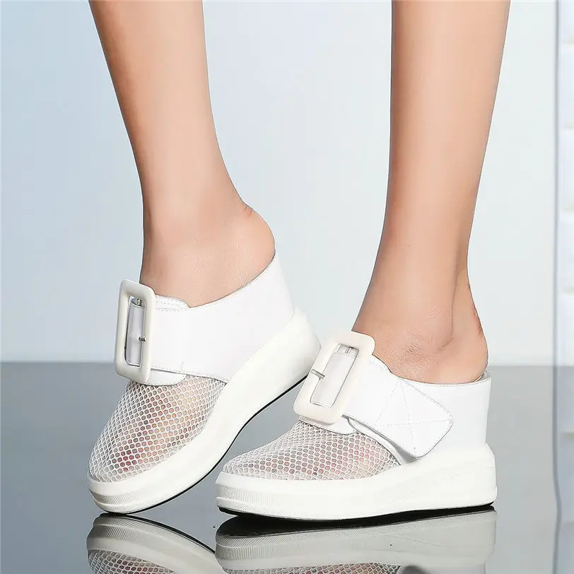 Женские сандалии из бычьей кожи на высоком каблуке|Тапочки| |