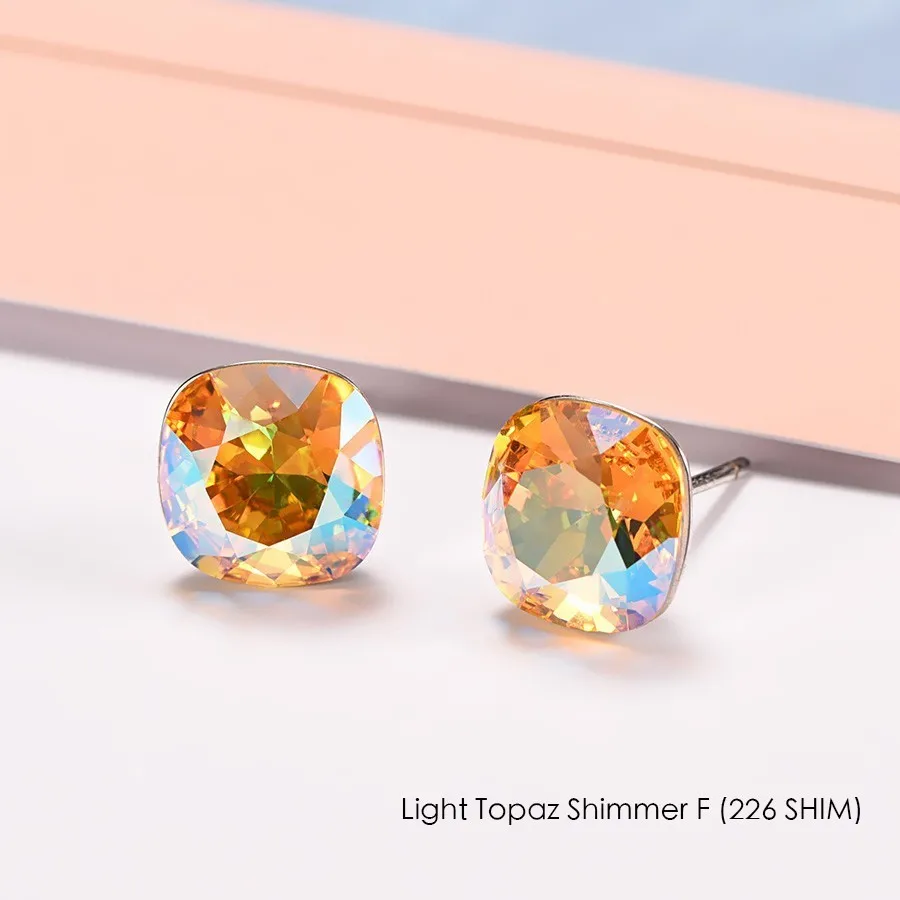226 SHIM Crystals From Swarovski Stud Earrings For Women New Fashion Sterling silver Earrings Piercing Earring Elegant Wedding Jewelry - Окраска металла: 226 SHIM