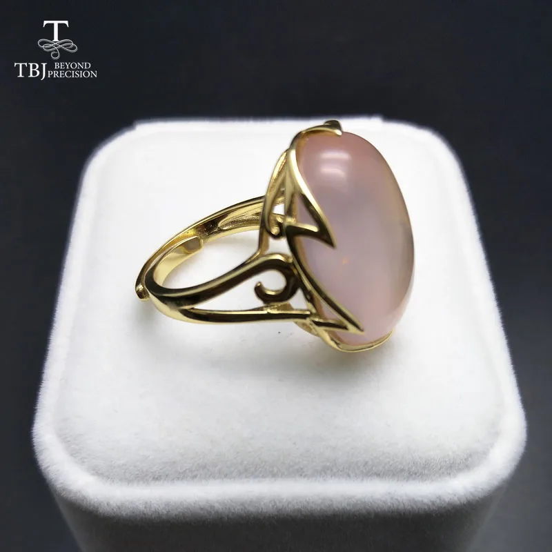 Tbj большой коктейль кольцо для вечерние 21ct овальным вырезом розовый кварц