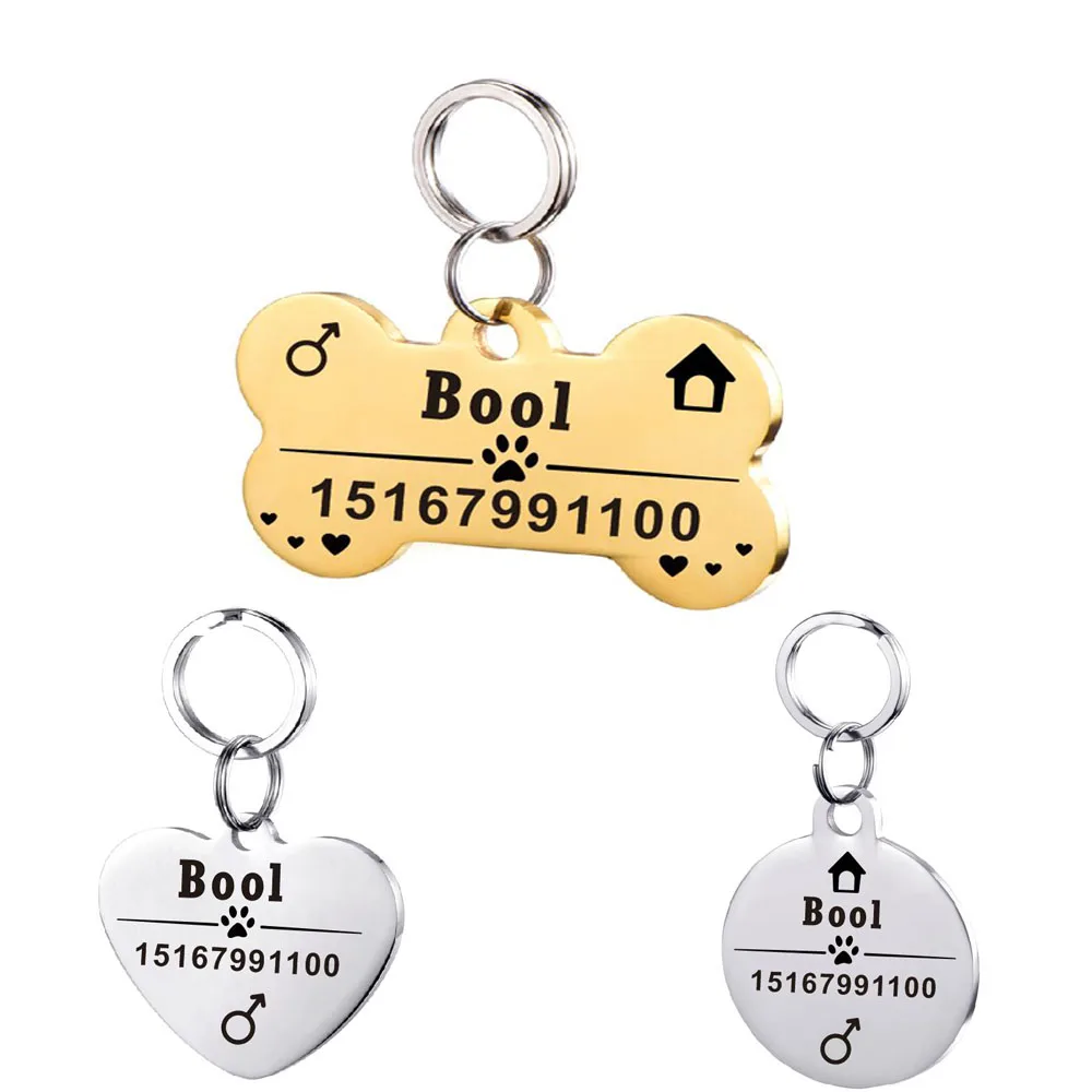 

Pet Dog ID Tag For Kitten Personalized Free Engraved Name For Cat Puppy Dog Collar Tag Pendant Keyring Pet Supplie Accessories