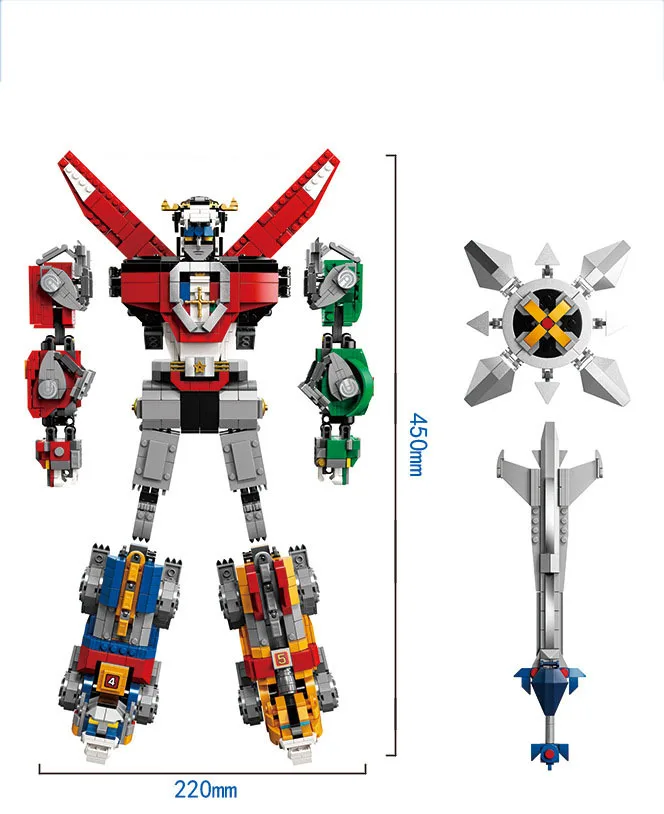 Классический защитник Вселенной супер робот Лев Voltron 5в1 строительный блок база с светильник кирпичи 21311 Коллекция игрушек для подарков - Цвет: Voltron