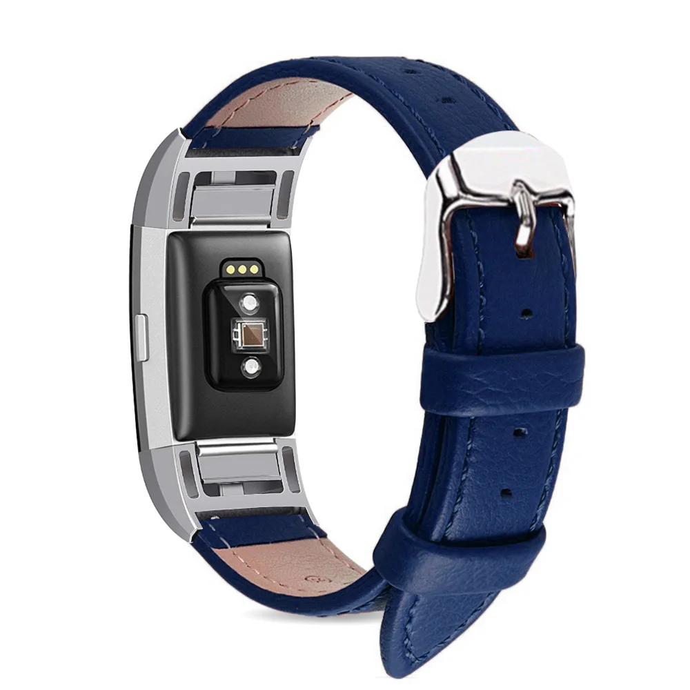 Синий 5 цветов кожаный ремешок для часов Fitbit Charge 2 сменный Браслет ремешок для браслета Fitbit Charge 2 Смарт аксессуары - Цвет ремешка: Синий