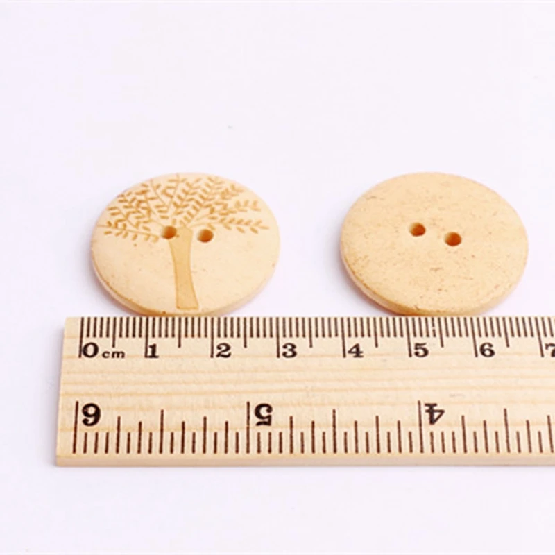 30 мм 10 шт. резные винтажные швейные деревянные пуговицы дерево натуральный цвет