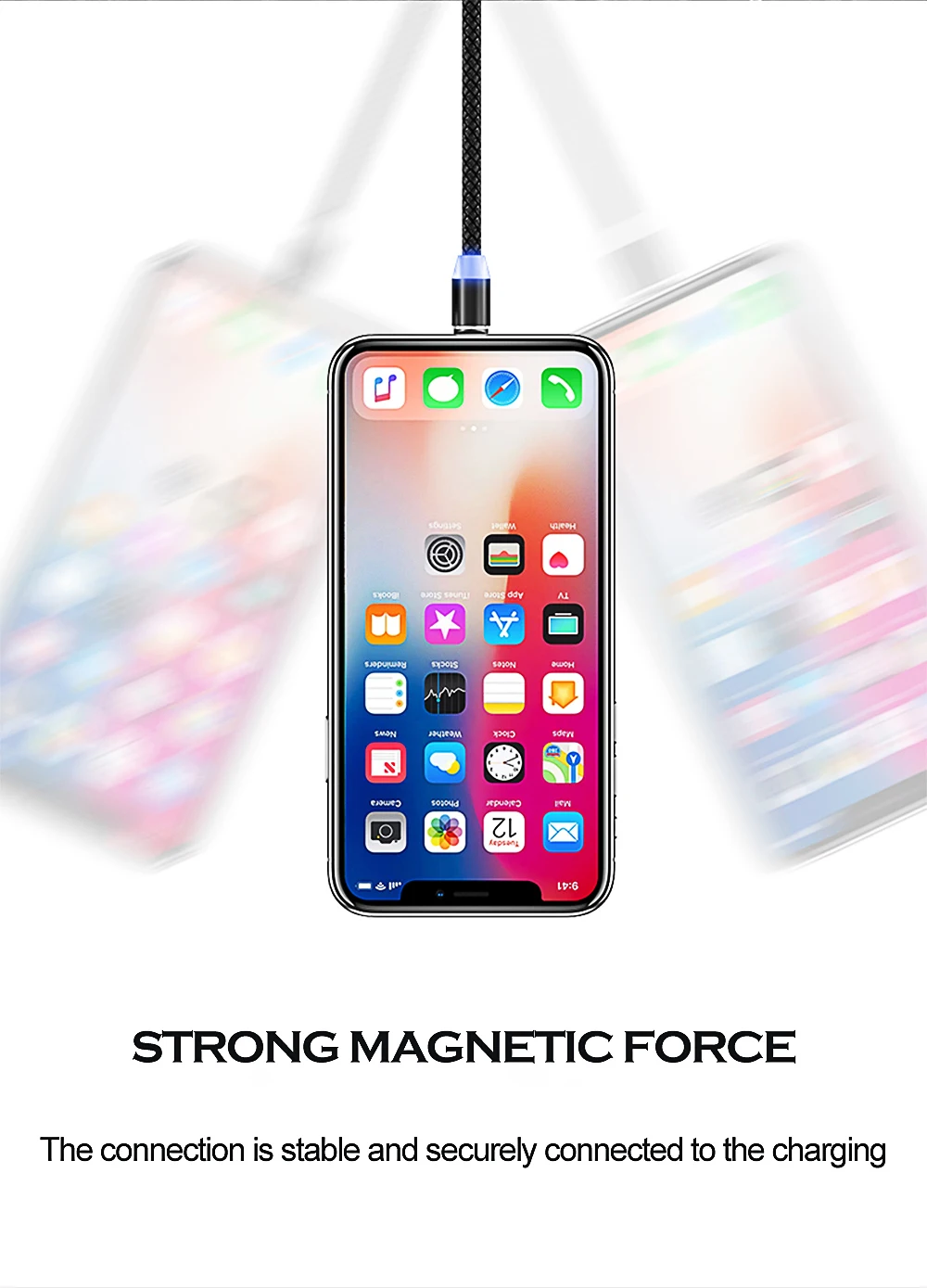 Магнитный usb-кабель для быстрой зарядки USB type C, магнитный светодиодный кабель для зарядки 1 м 2 м, кабель Micro usb для мобильного телефона, usb-кабель