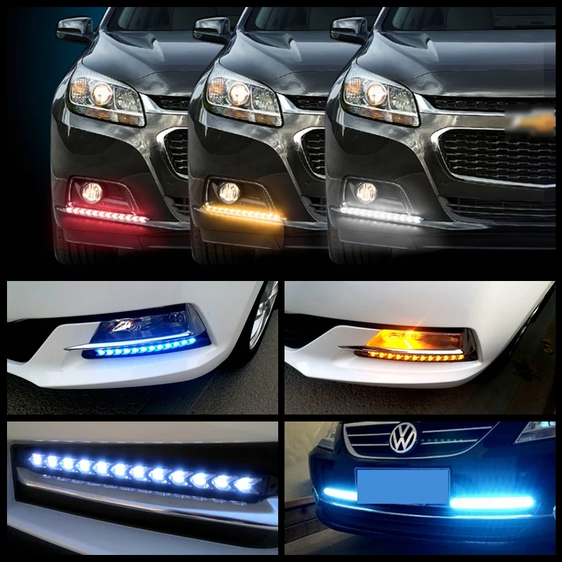 

Yituancar 2X12 LEDs Daytime Running Lights Flow Flash Amber Turn Signal Steering Warning Fog Day Lamp LED DRL Decorative Lights