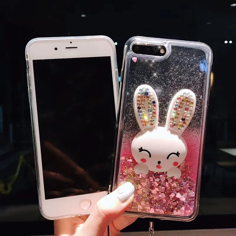 Чехол для huawei P8 P9 P10 P20 selfie P Smart capa Роскошный милый кролик подставка quicksand coque