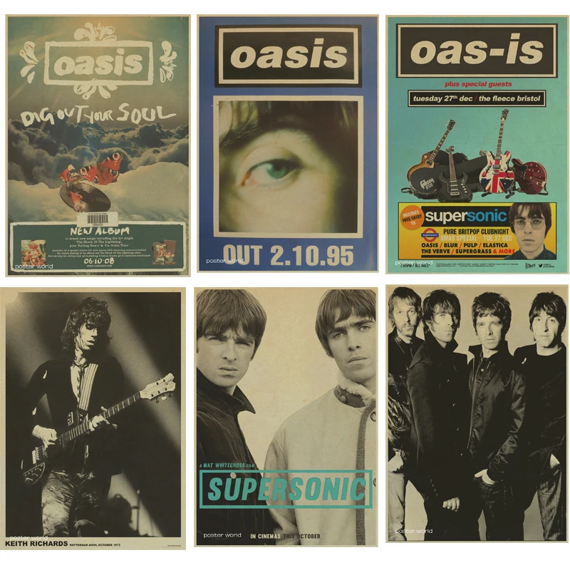 OASIS Liam Gallagher плакат ретро рок-группа Музыка крафт-бумага ВИНТАЖНЫЙ ПЛАКАТ Бар Кафе гостиная столовая декоративная