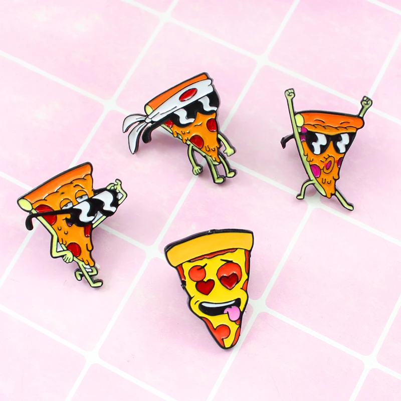 Милая крутая брошь в виде пиццы и японской Бушидо эмалированная интересный