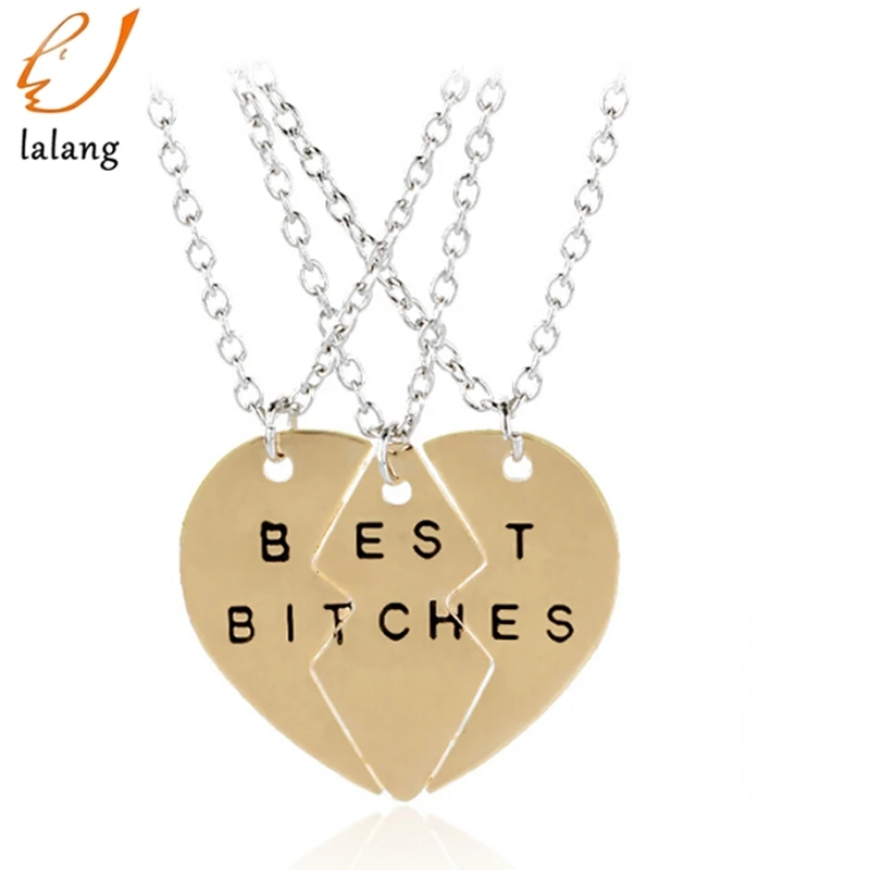 Новое ожерелье колье с подвеской в форме сердца тремя лучшими битами для женщин