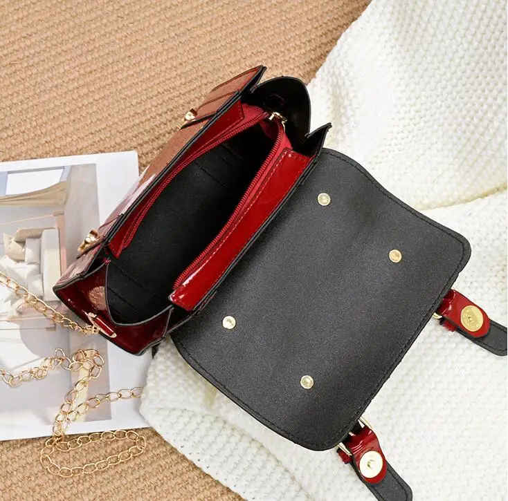 2019 модная Новая женская квадратная сумка с блестками из лакированной кожи