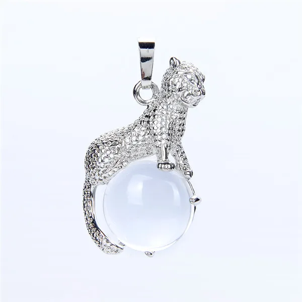 white crystal Новое поступление Мода 1 шт натуральный камень тигровый глаз розовый кристалл Медь животных Подвески "Леопард" для ожерелья женщин Шарм ювелирные изделия - Окраска металла: white crystal