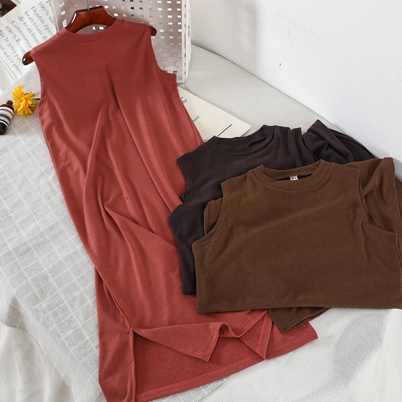 2019 Новое модное женское трикотажное платье с круглым вырезом тонкое разборное