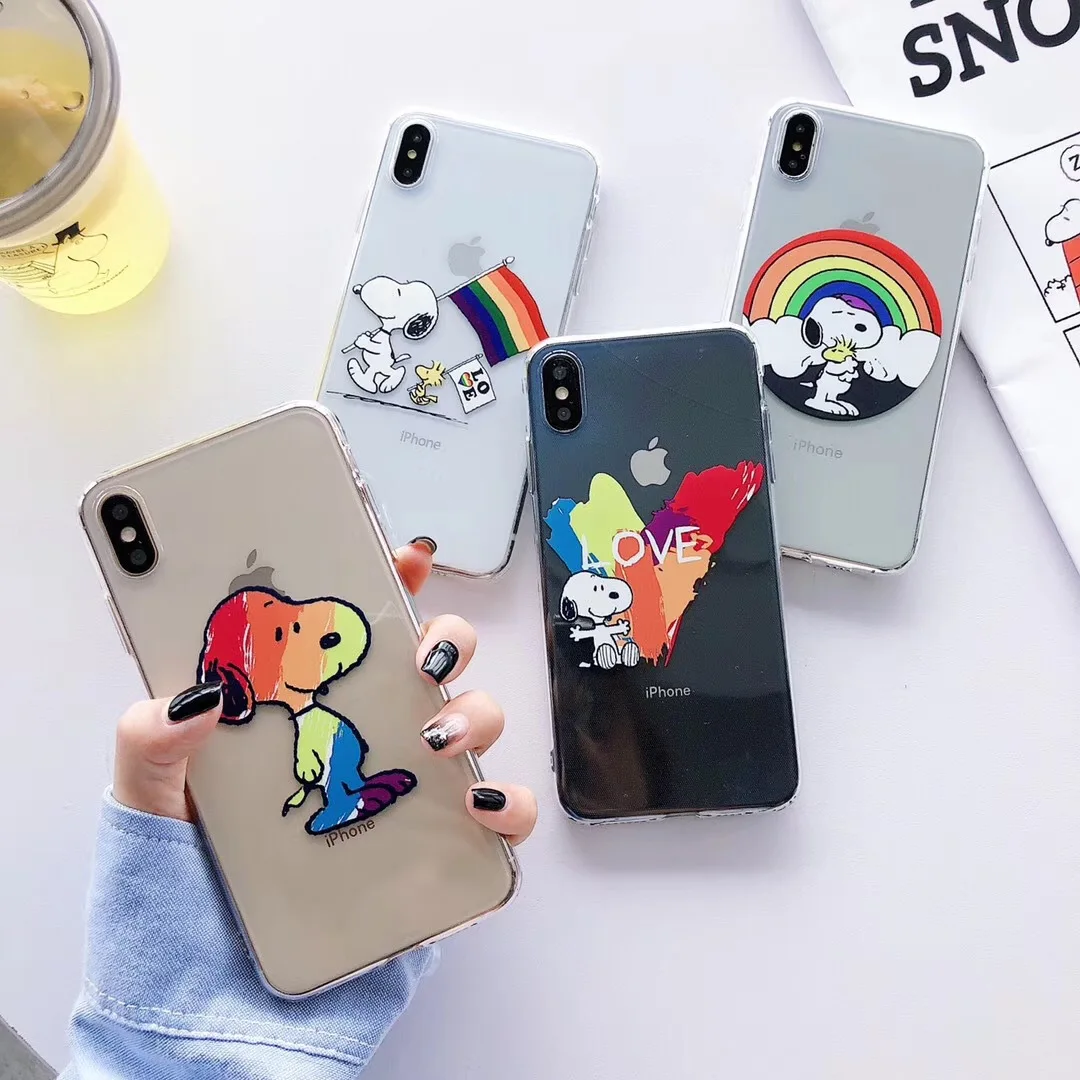 Прозрачные милые Мультяшные разрисованные Чехлы для телефона Snoopy iphone 6 6s 7 8 plus X XR