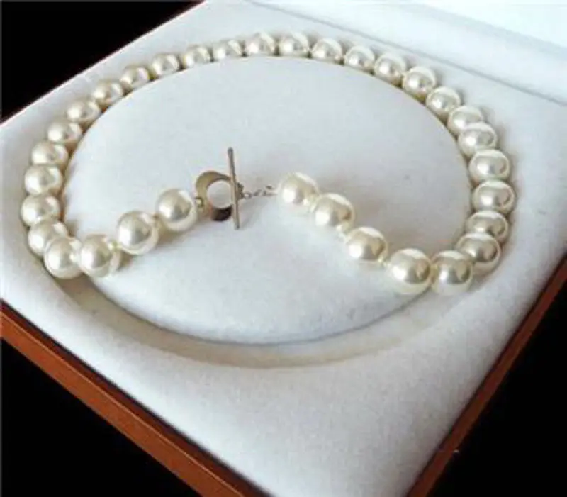 

new Style Hot sale Big 12mm AAA+ White South Sea Shell Pearl Round Beads Jewelry Necklace 18"