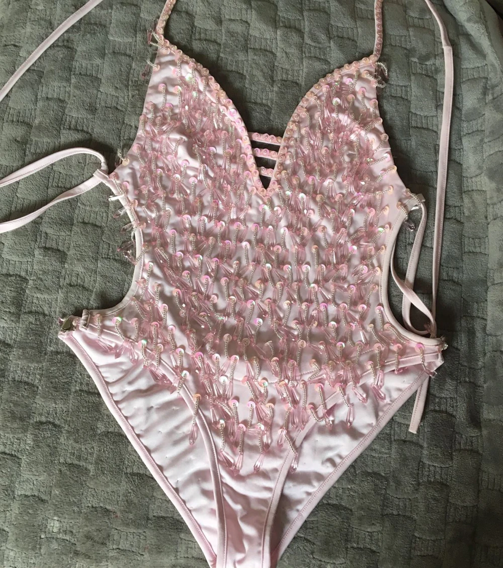 2019 backless Handmade bodysuit women Jumpsuit Romper sexy tassel body feminino Sexy Women beading Bodysuit Sequin