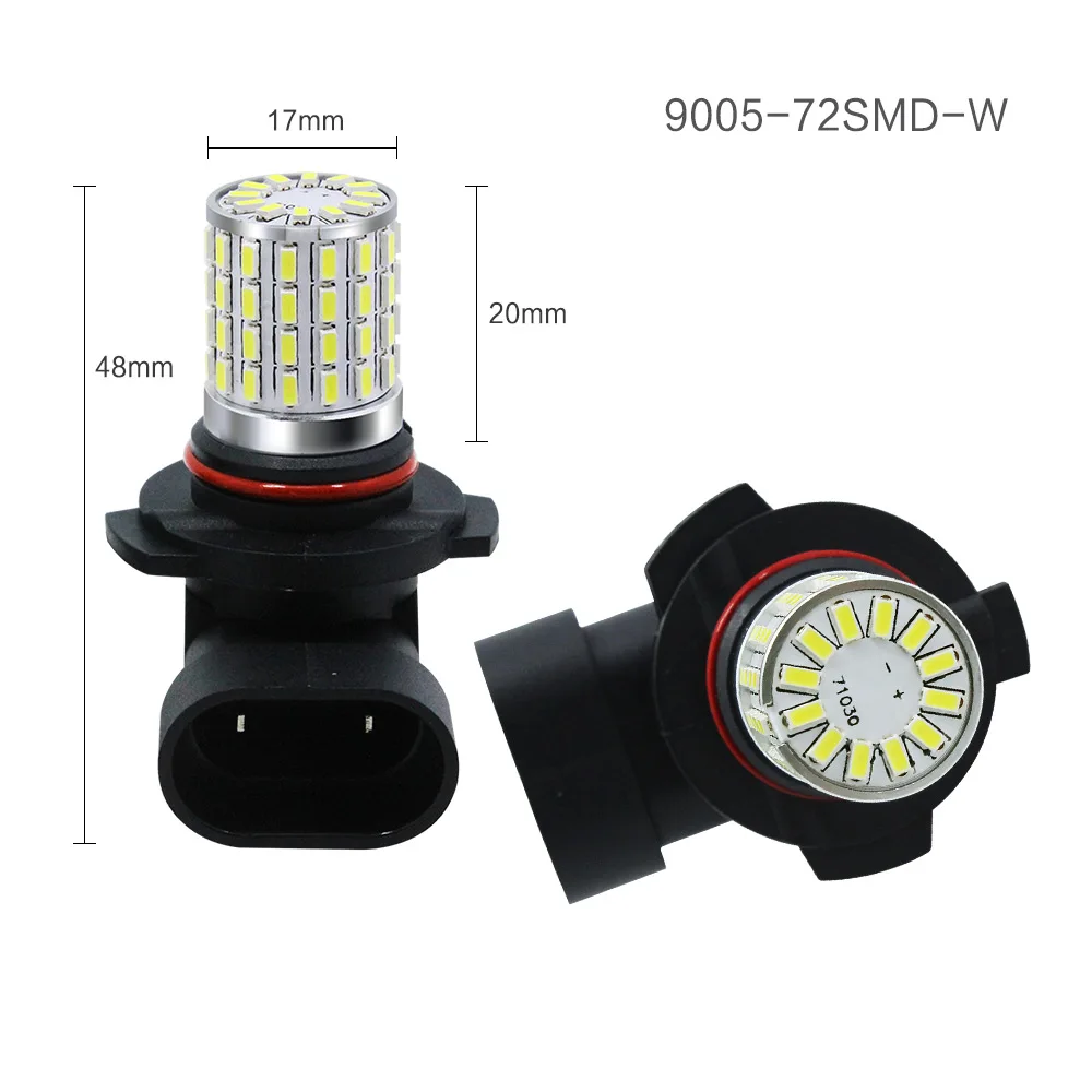 2 шт. H11 9005 9006 HB3 HB4 H16 5202 светодиодные лампы чрезвычайно яркие 72SMD 3014 LED для
